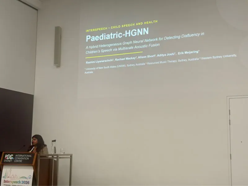 Rashini at Interspeech 2026, Sydney.